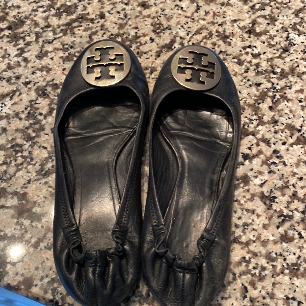 Tory Burch ballet flats with gold medallion